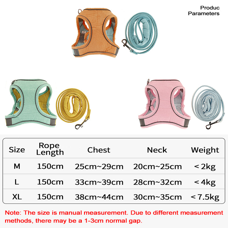 Cat Vest Harness & Leash – Cute Suede Walking Set for Safe Outdoor Adventures
