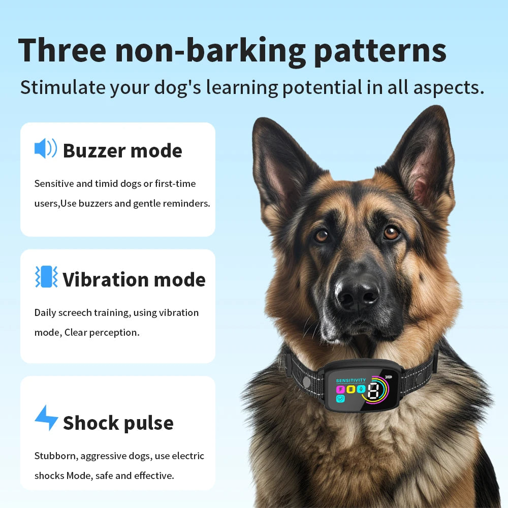 Smart Anti-Bark Dog Collar – Rechargeable Training Collar with AI Detection & HD Display