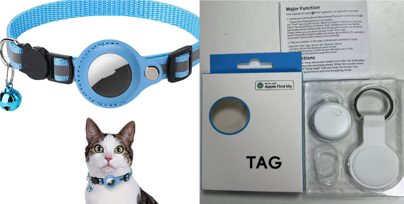 Reflective AirTag Dog & Cat Collar – Waterproof Protective Holder for Apple AirTag