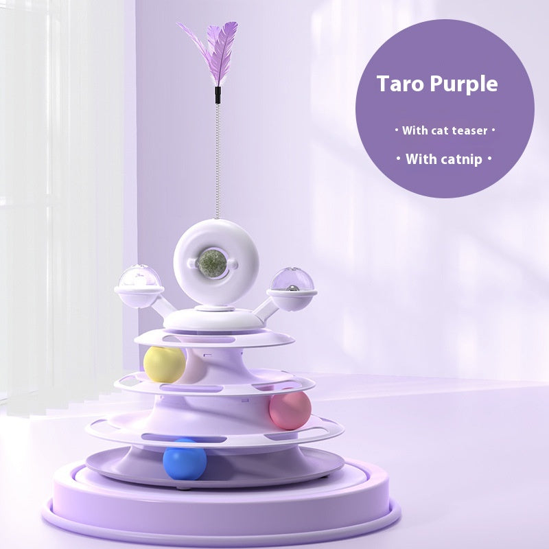 4-Layer Cat Toy Tower – Interactive Turntable Ball Track for Cats & Pets