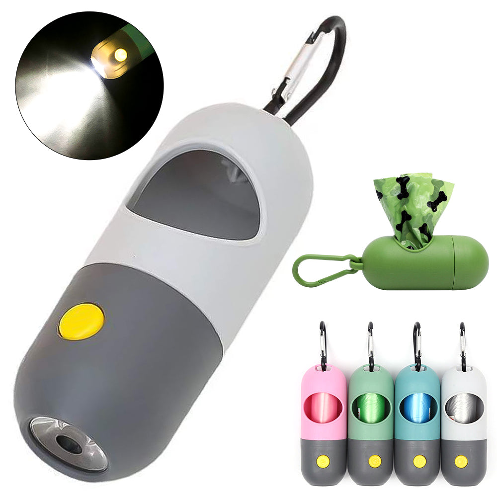 LED Pet Waste Bag Dispenser – Portable Dog Poop Bag Holder with Built-In Light