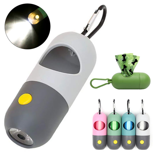 LED Pet Waste Bag Dispenser – Portable Dog Poop Bag Holder with Built-In Light