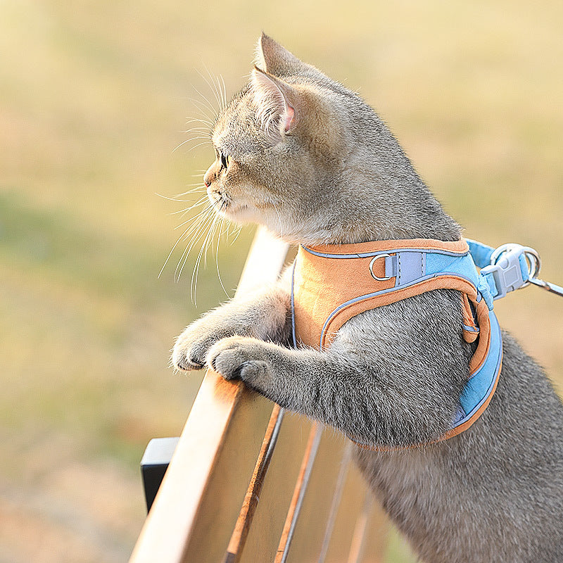 Cat Vest Harness & Leash – Cute Suede Walking Set for Safe Outdoor Adventures