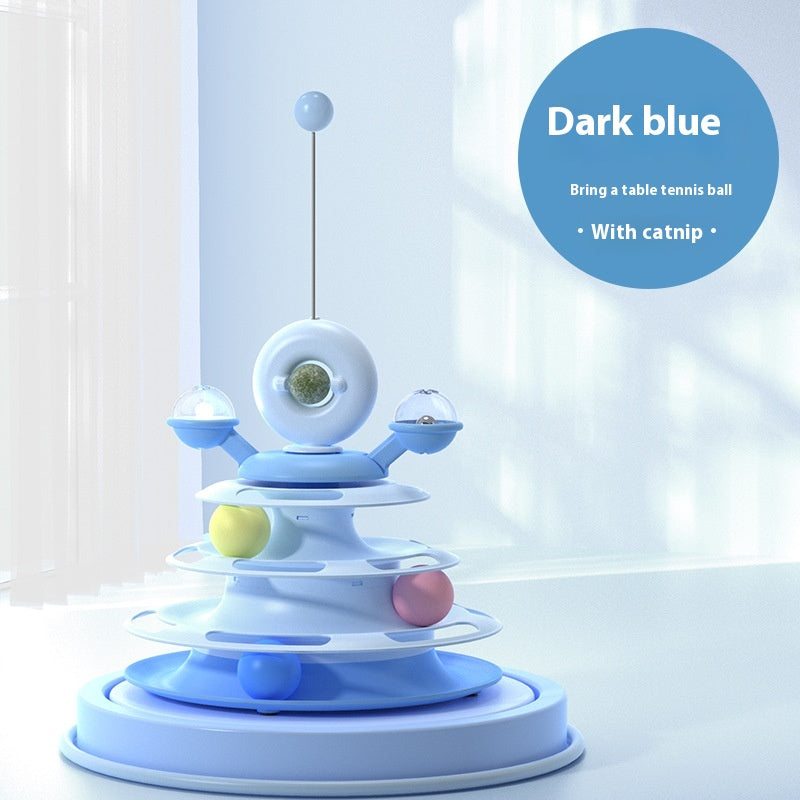 4-Layer Cat Toy Tower – Interactive Turntable Ball Track for Cats & Pets