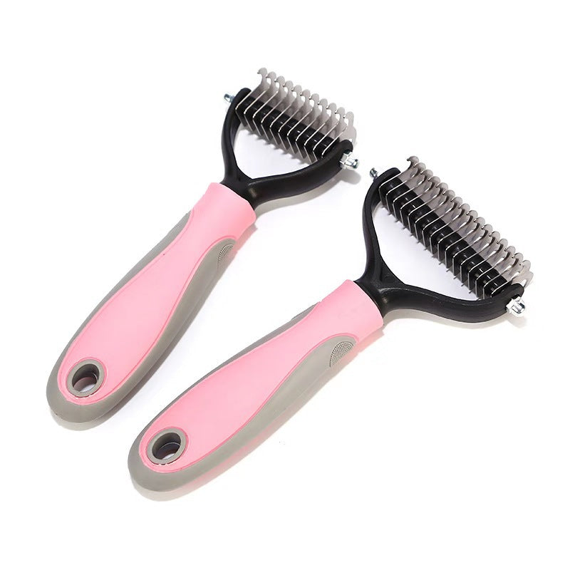 Stainless Double-Sided Pet Brush – Shedding & Dematting Grooming Tool for Dogs & Cats