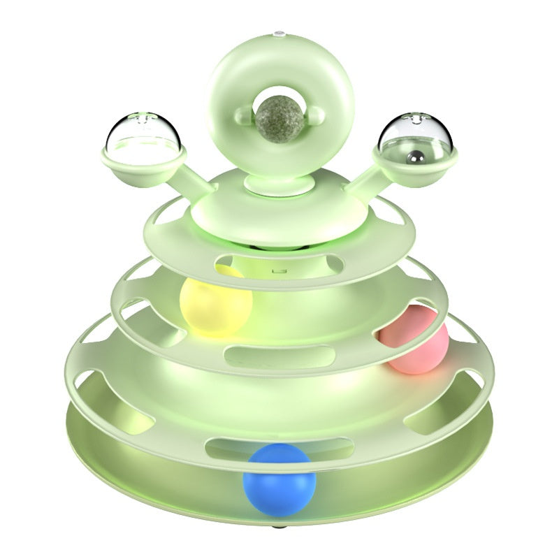 4-Layer Cat Toy Tower – Interactive Turntable Ball Track for Cats & Pets