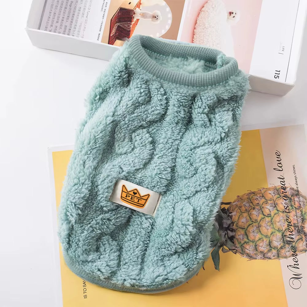 Soft Cozy Cat Clothes – Warm Fleece Sweater for Autumn & Winter