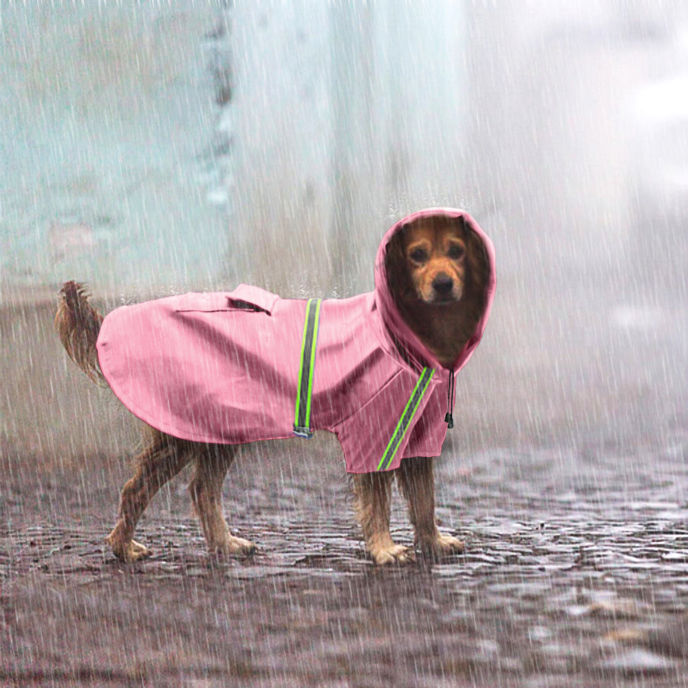 Waterproof Reflective Dog Raincoat – Lightweight Pet Rain Jacket with Safety Strips