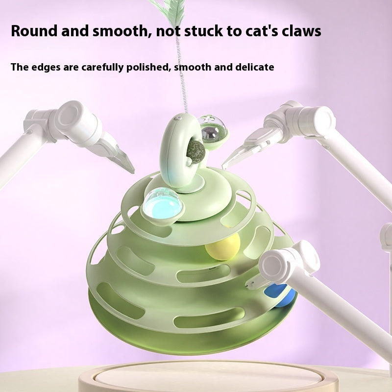 4-Layer Cat Toy Tower – Interactive Turntable Ball Track for Cats & Pets