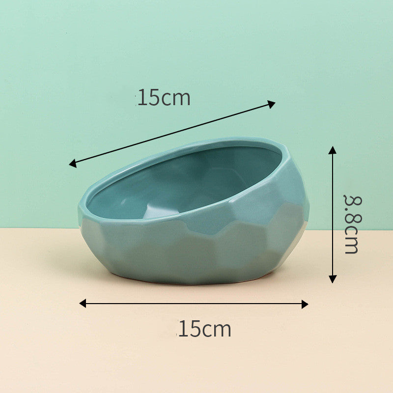 Elevated Ceramic Pet Bowl – Angled Feeding Bowl for Cats & Small Dogs