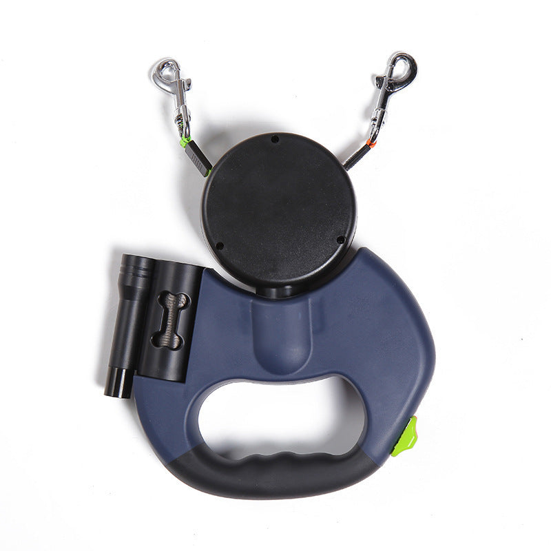 Dual Retractable Dog Leash with Light – 360° Anti-Tangle Walking Lead for 2 Dogs