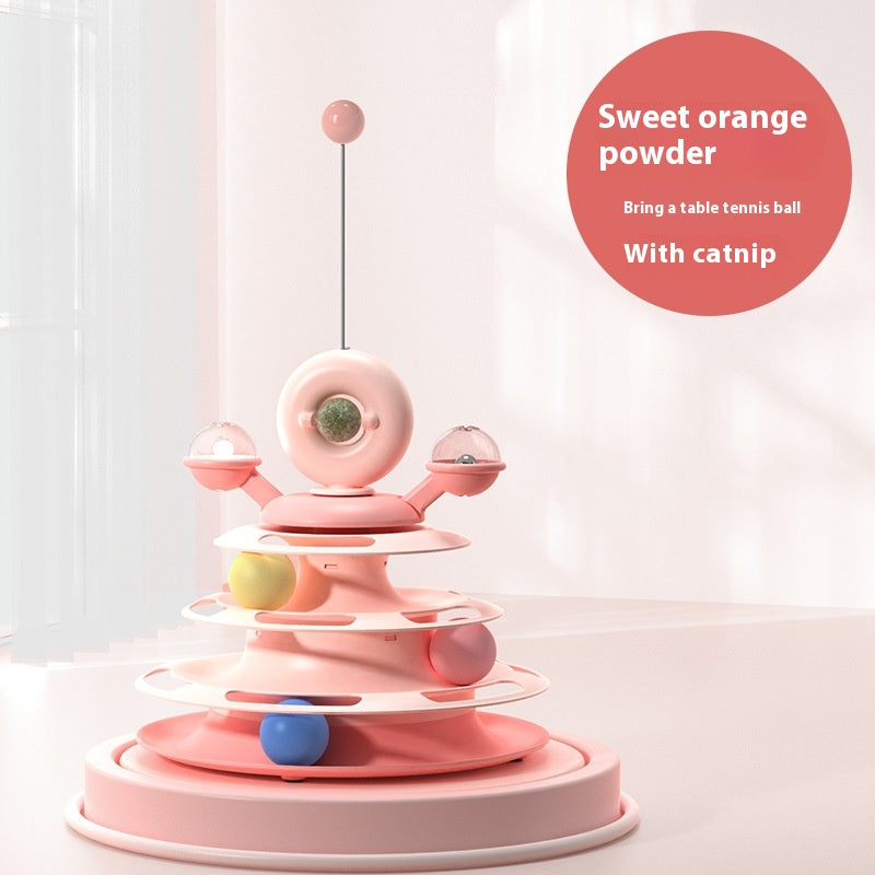 4-Layer Cat Toy Tower – Interactive Turntable Ball Track for Cats & Pets