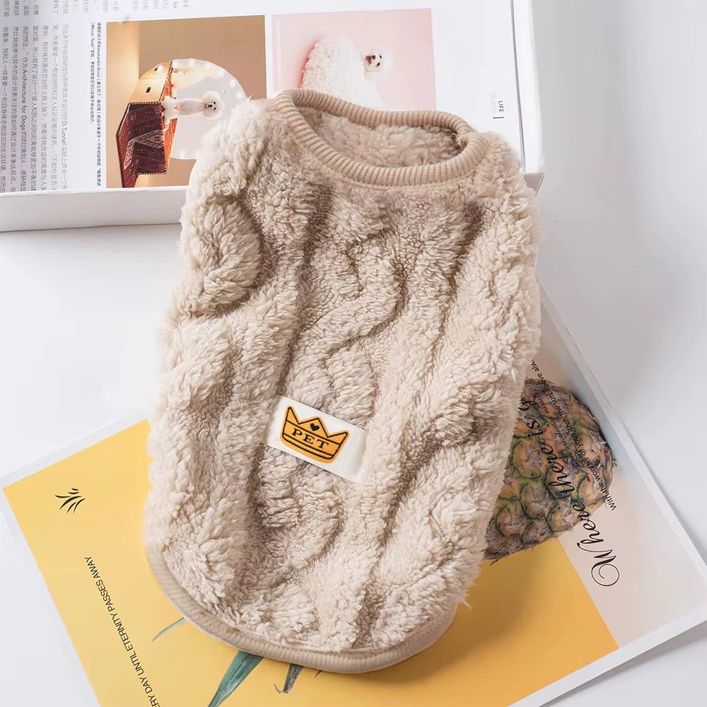 Soft Cozy Cat Clothes – Warm Fleece Sweater for Autumn & Winter