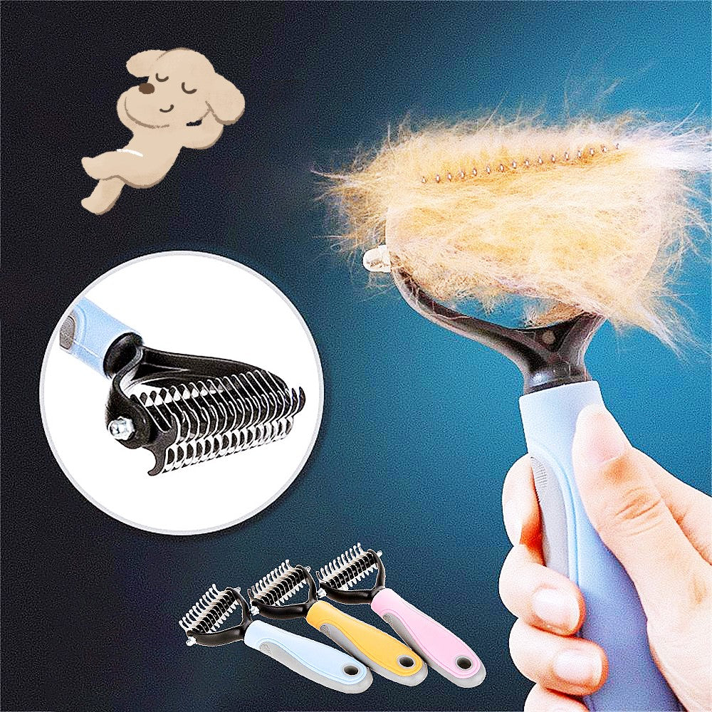 Stainless Double-Sided Pet Brush – Shedding & Dematting Grooming Tool for Dogs & Cats