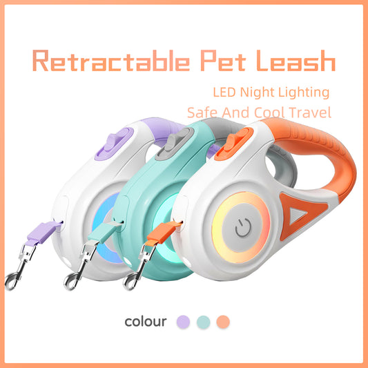 Retractable Dog Leash with Collar – Automatic One-Button Control Pet Walking Lead