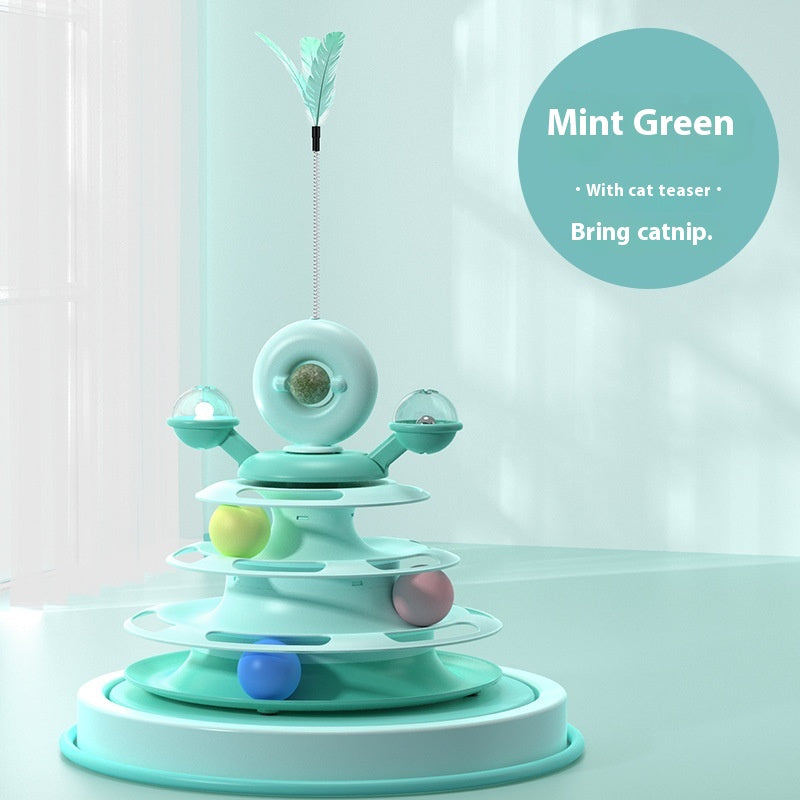 4-Layer Cat Toy Tower – Interactive Turntable Ball Track for Cats & Pets
