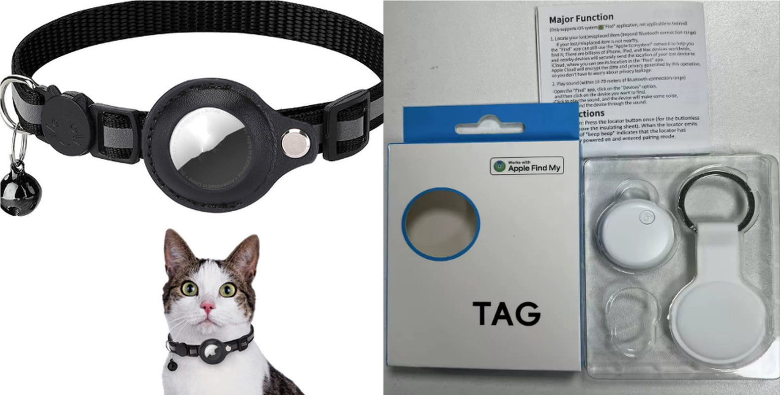 Reflective AirTag Dog & Cat Collar – Waterproof Protective Holder for Apple AirTag