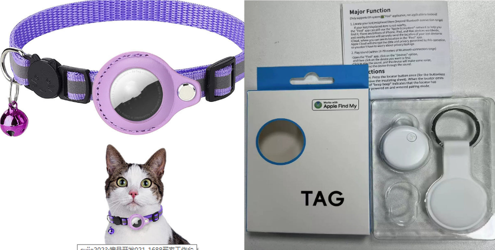 Reflective AirTag Dog & Cat Collar – Waterproof Protective Holder for Apple AirTag