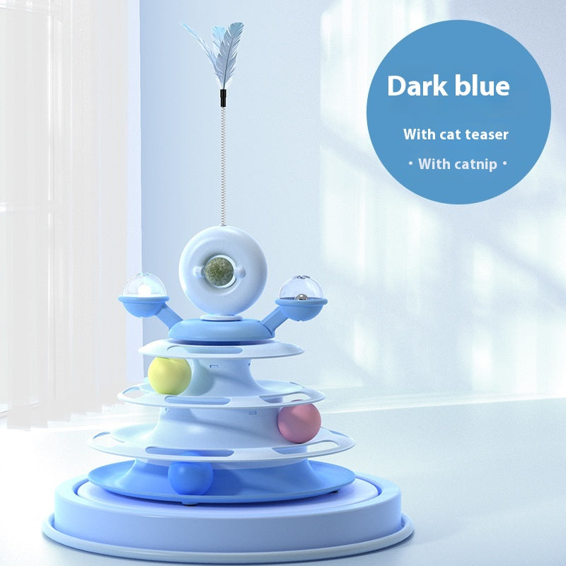 4-Layer Cat Toy Tower – Interactive Turntable Ball Track for Cats & Pets