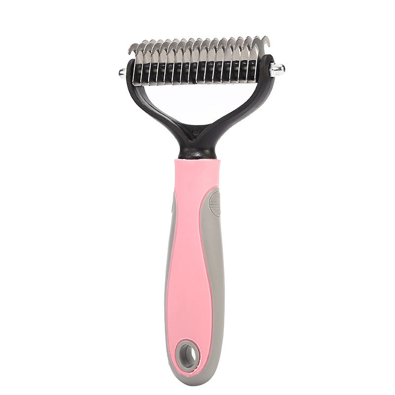 Stainless Double-Sided Pet Brush – Shedding & Dematting Grooming Tool for Dogs & Cats