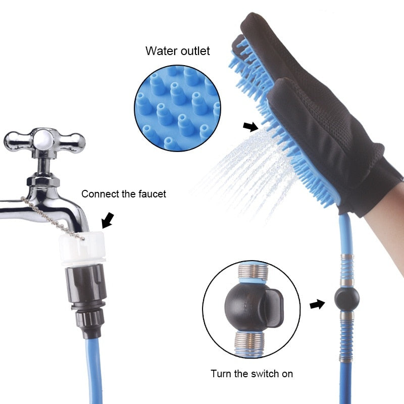 2-in-1 Handheld Pet Shower Head & Massage Glove Sprayer