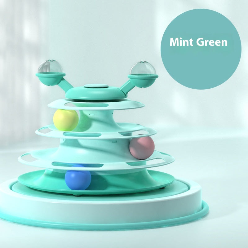 4-Layer Cat Toy Tower – Interactive Turntable Ball Track for Cats & Pets
