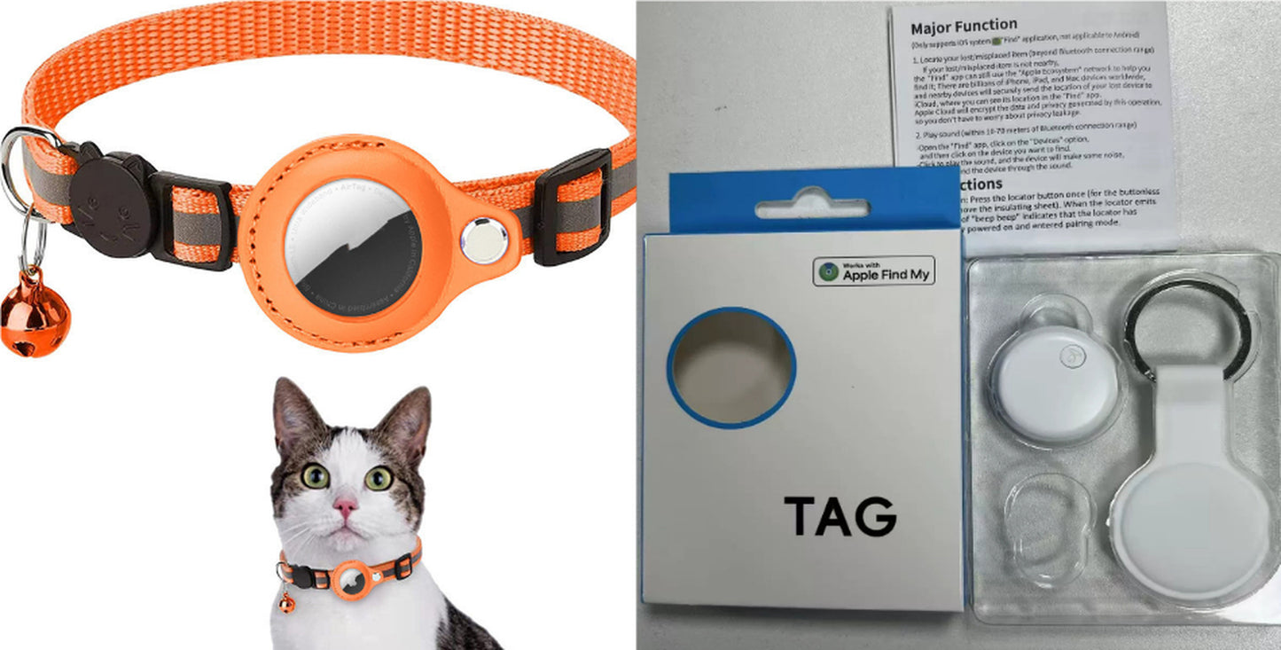 Reflective AirTag Dog & Cat Collar – Waterproof Protective Holder for Apple AirTag