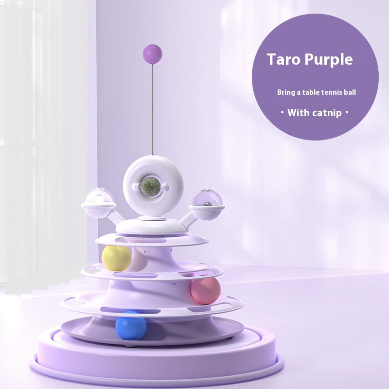 4-Layer Cat Toy Tower – Interactive Turntable Ball Track for Cats & Pets