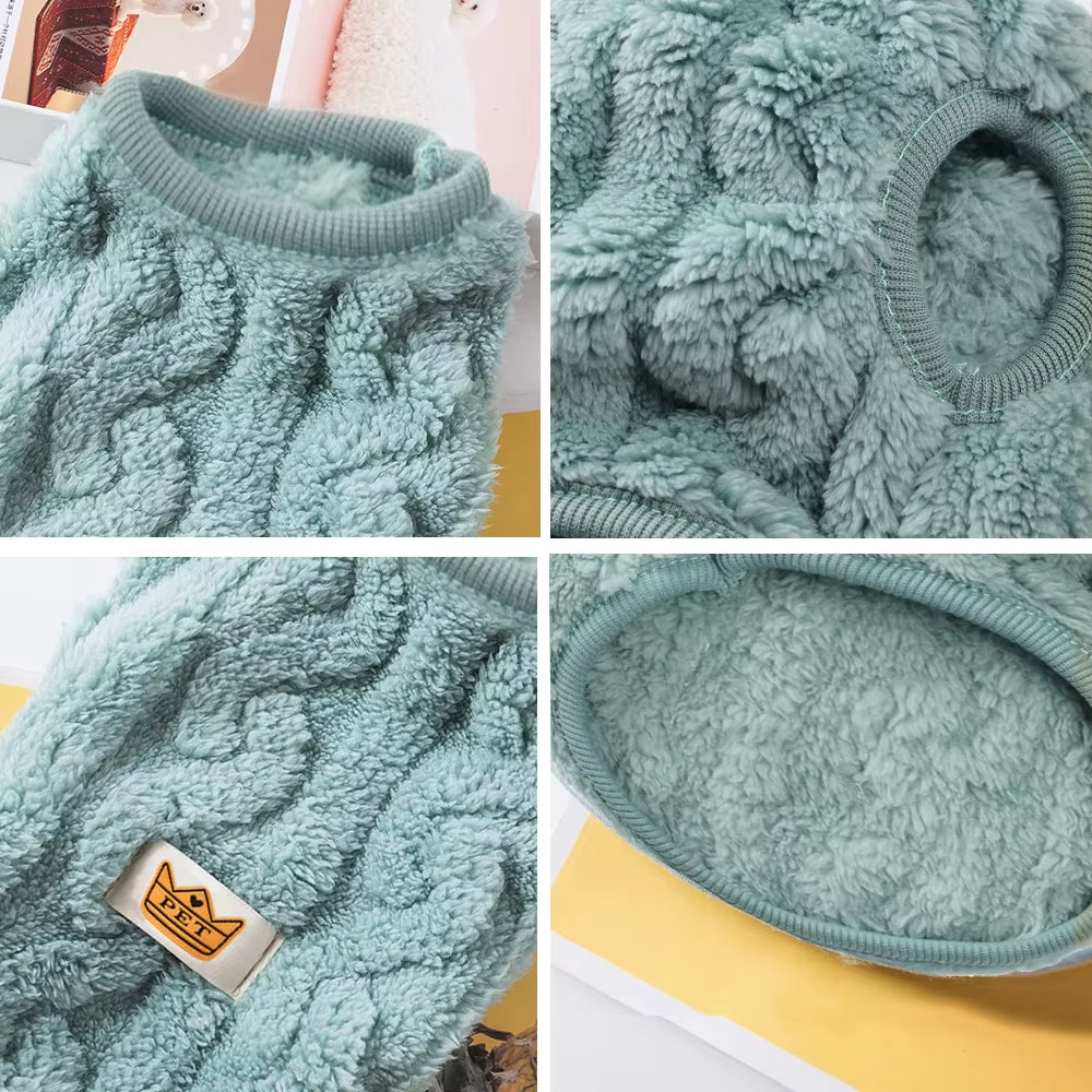 Soft Cozy Cat Clothes – Warm Fleece Sweater for Autumn & Winter