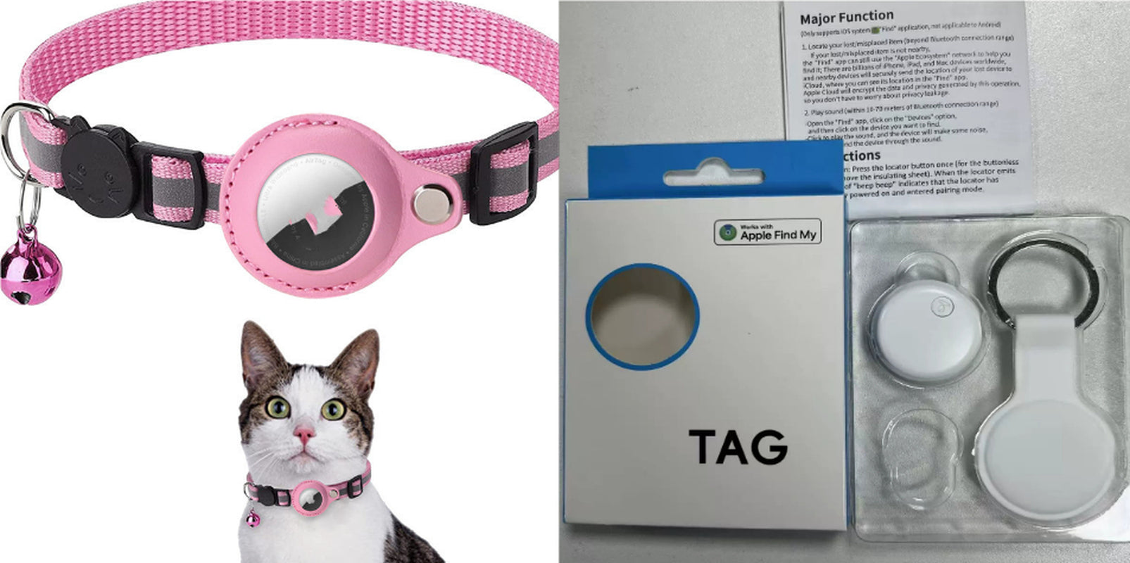Reflective AirTag Dog & Cat Collar – Waterproof Protective Holder for Apple AirTag