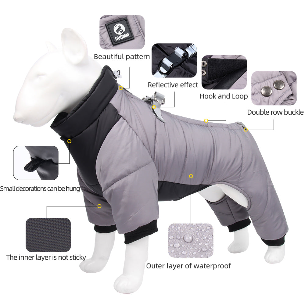 Winter Thicken Dog Clothes – Warm Four-Legged Jacket for Small & Medium Dogs