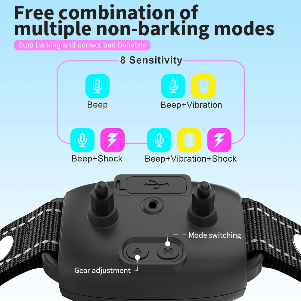 Smart Anti-Bark Dog Collar – Rechargeable Training Collar with AI Detection & HD Display