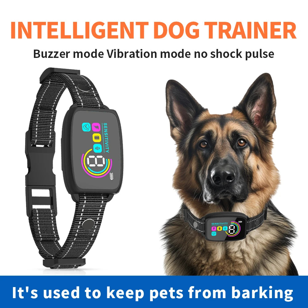 Smart Anti-Bark Dog Collar – Rechargeable Training Collar with AI Detection & HD Display