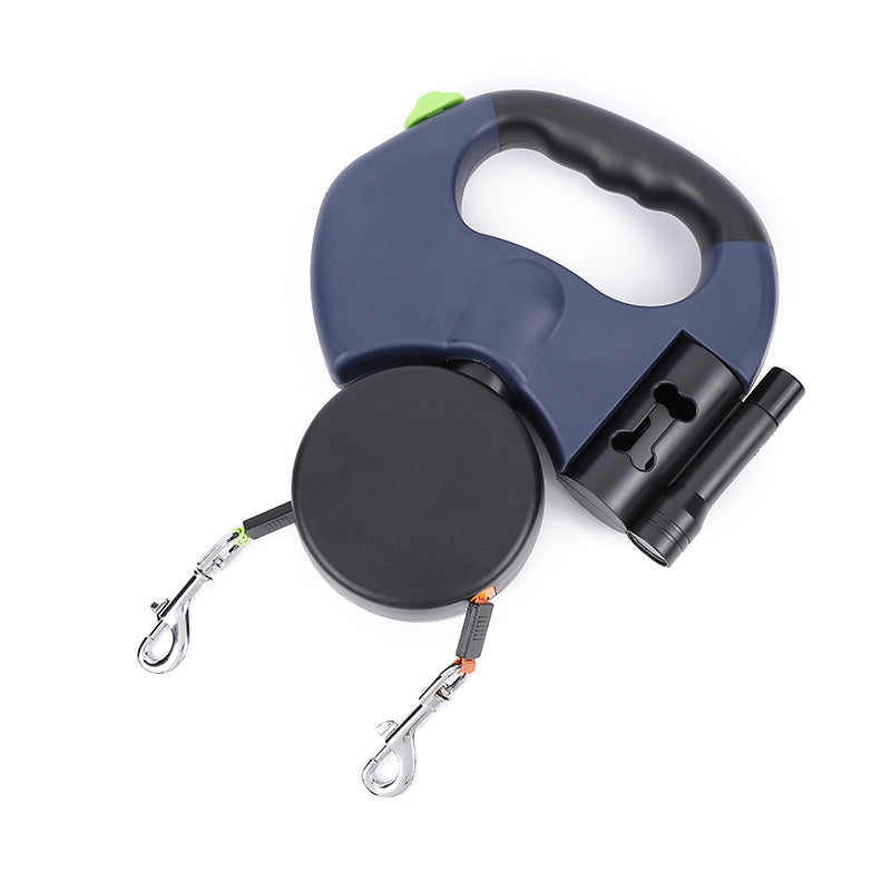 Dual Retractable Dog Leash with Light – 360° Anti-Tangle Walking Lead for 2 Dogs