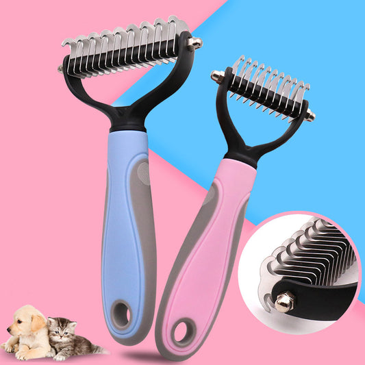 Stainless Double-Sided Pet Brush – Shedding & Dematting Grooming Tool for Dogs & Cats