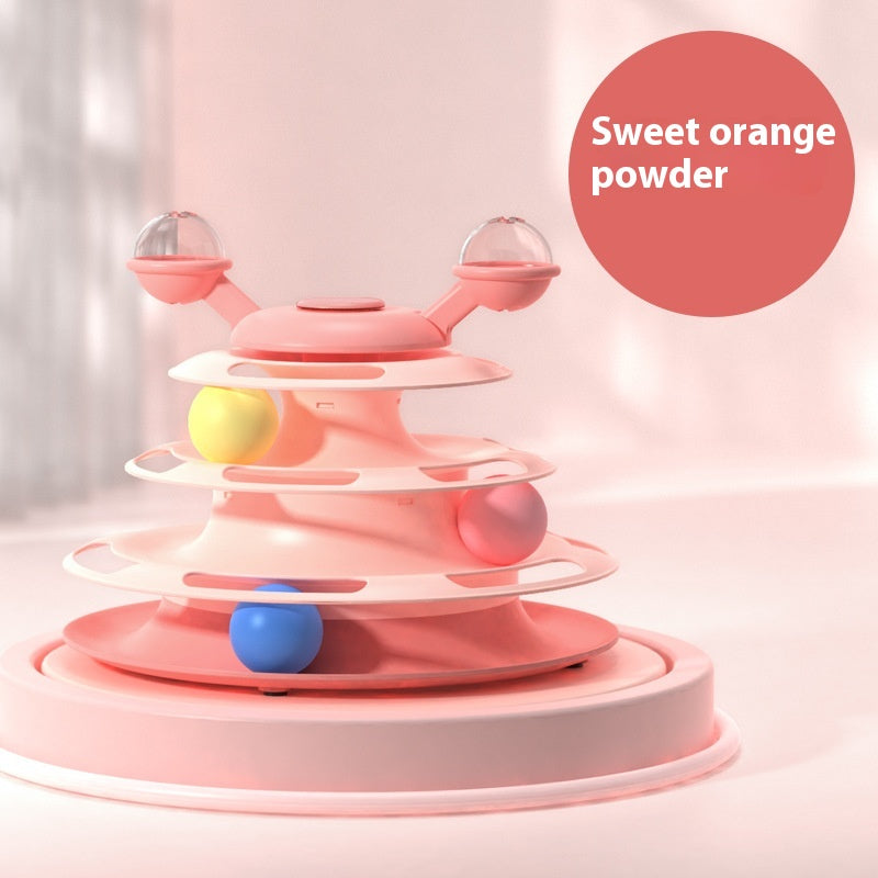 4-Layer Cat Toy Tower – Interactive Turntable Ball Track for Cats & Pets