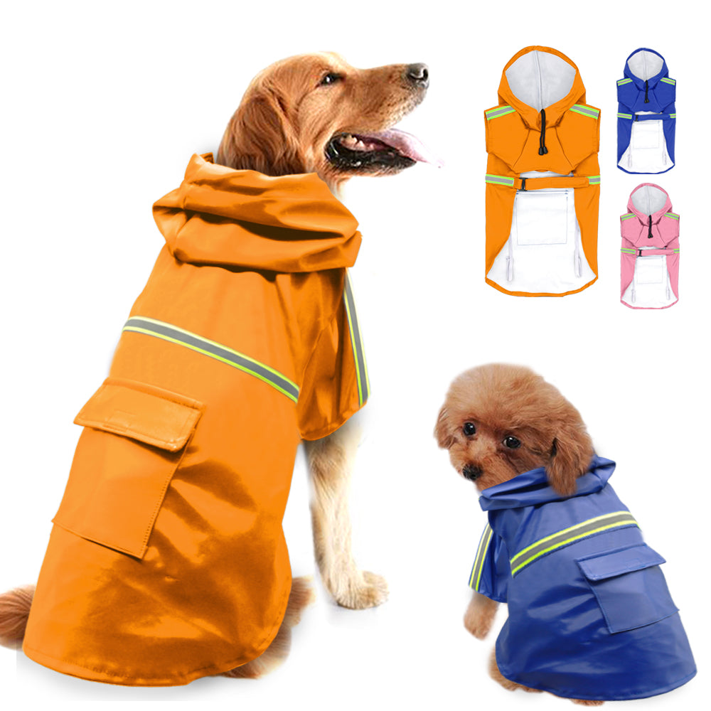 Waterproof Reflective Dog Raincoat – Lightweight Pet Rain Jacket with Safety Strips