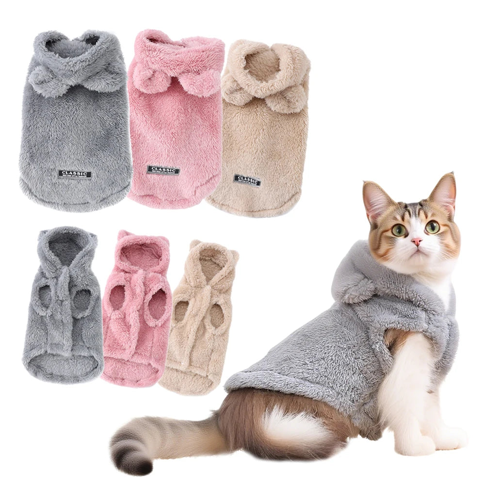 Pet Hoodie Coat – Warm Fleece Jacket for Cats & Small Dogs