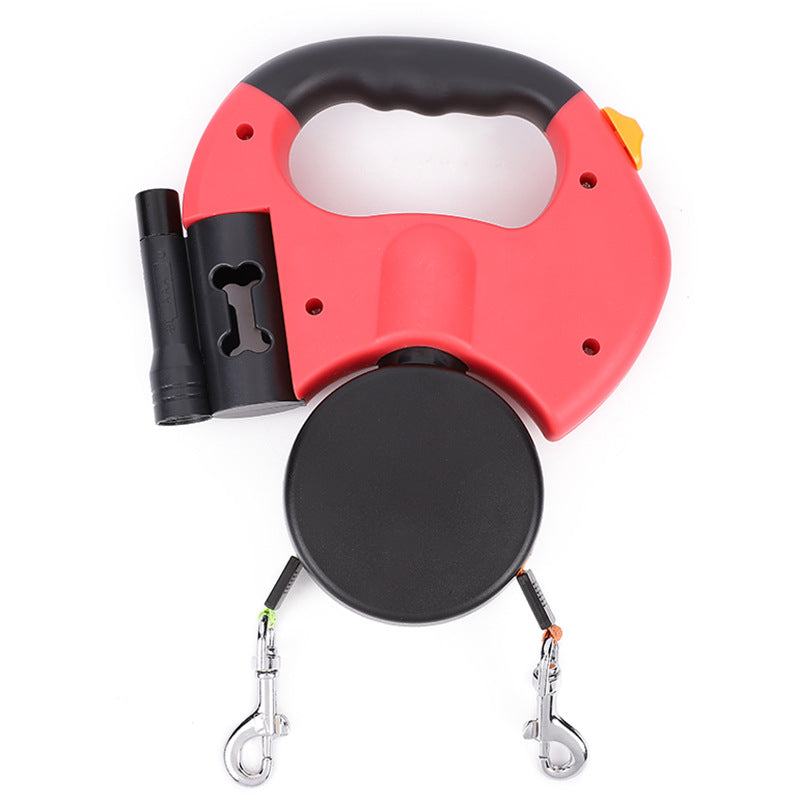 Dual Retractable Dog Leash with Light – 360° Anti-Tangle Walking Lead for 2 Dogs