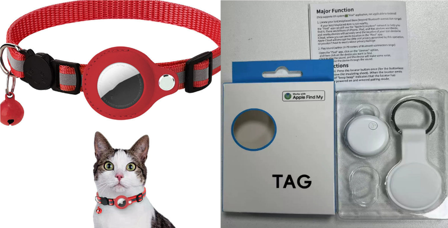 Reflective AirTag Dog & Cat Collar – Waterproof Protective Holder for Apple AirTag