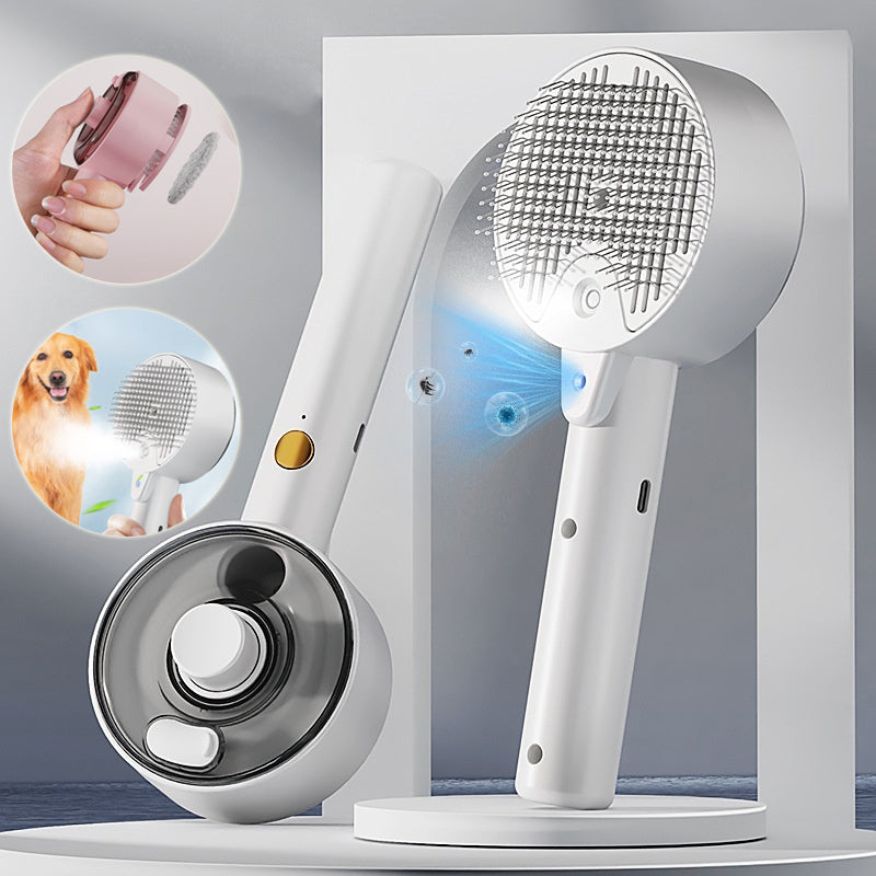 Self-Cleaning Pet Steam Brush with UV Sterilization – Grooming & Deshedding Tool for Dogs and Cats