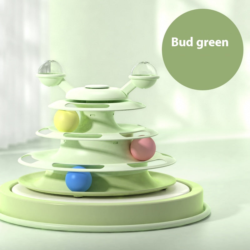 4-Layer Cat Toy Tower – Interactive Turntable Ball Track for Cats & Pets