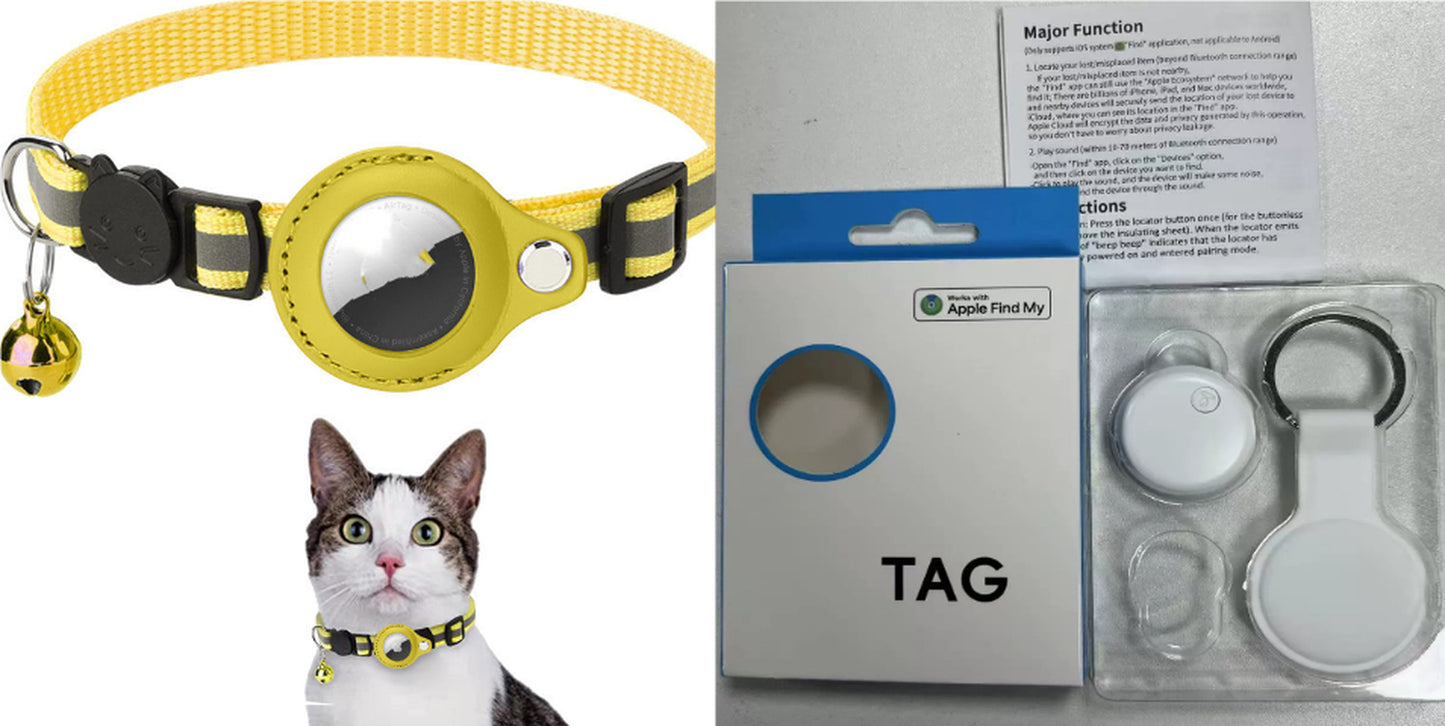 Reflective AirTag Dog & Cat Collar – Waterproof Protective Holder for Apple AirTag