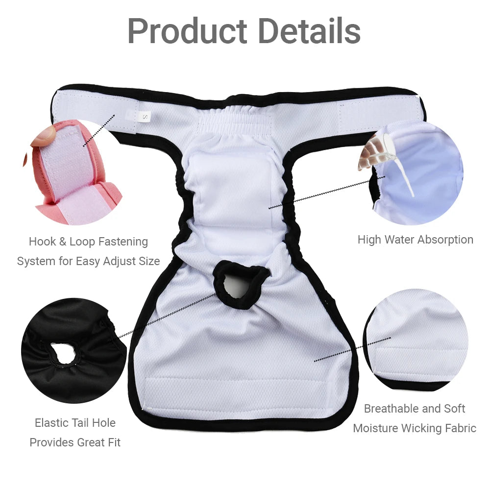 Reusable Female Dog Diapers – Washable & Adjustable Pet Period Pants