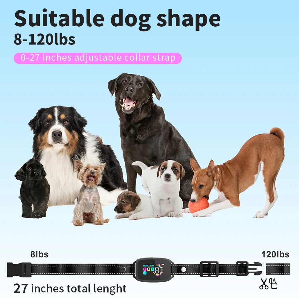 Smart Anti-Bark Dog Collar – Rechargeable Training Collar with AI Detection & HD Display