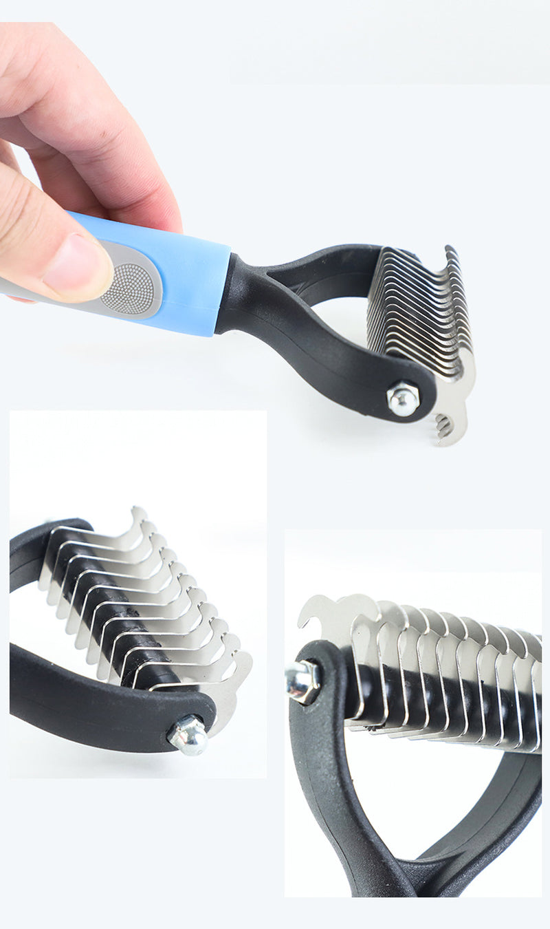 Stainless Double-Sided Pet Brush – Shedding & Dematting Grooming Tool for Dogs & Cats