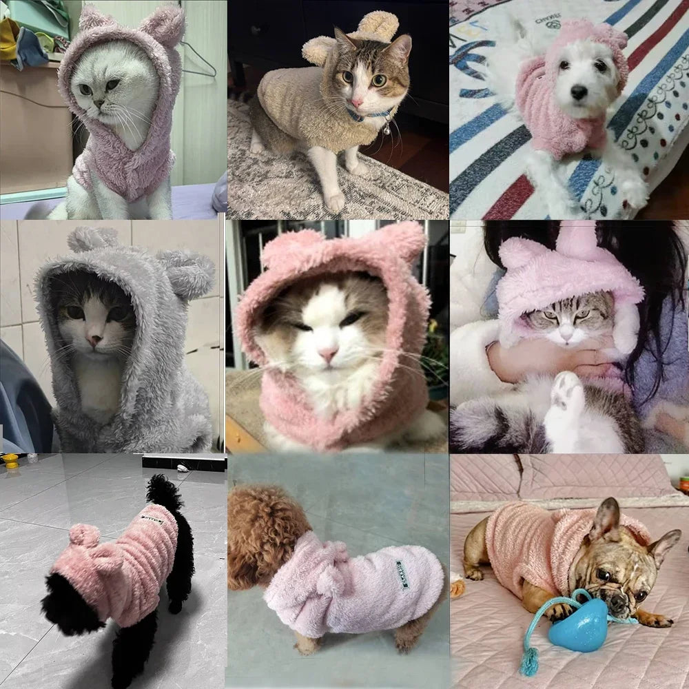Pet Hoodie Coat – Warm Fleece Jacket for Cats & Small Dogs