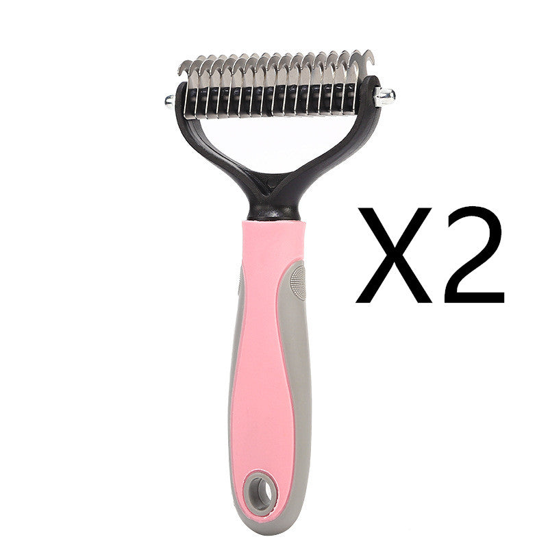 Stainless Double-Sided Pet Brush – Shedding & Dematting Grooming Tool for Dogs & Cats